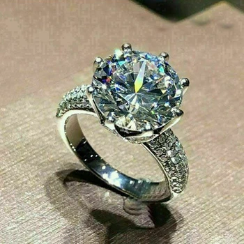 Huitan Átlátszó Kerek Cirkónia Esküvői Zenekarok Női Gyűrű Luxus Javaslat Eljegyzési Gyűrűt Szerető Ajándék Divatos Ékszerek