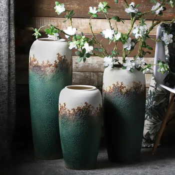 Kínai Kerámia Nagy Virág váza Északi Vintage dekoráció Emelet Vázák, virágok nappali dekor Jarrones decorativos haza