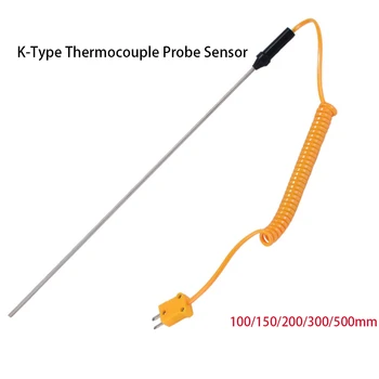 Magas Érzékenység K-Típusú Hőmérséklet-szabályozó Szonda Érzékelő Vezeték Kábel Mérési Eszközök 100/150/200/300/500mm -50°C-tól 1200°