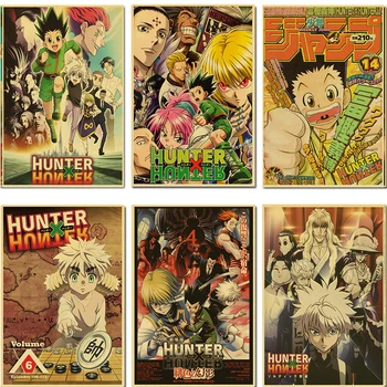 Hunter x Hunter Poszter Népszerű Klasszikus Japán Anime lakberendezés Retro Plakát Nyomatok nátronpapír Wall Art Haza Szoba Dekoráció