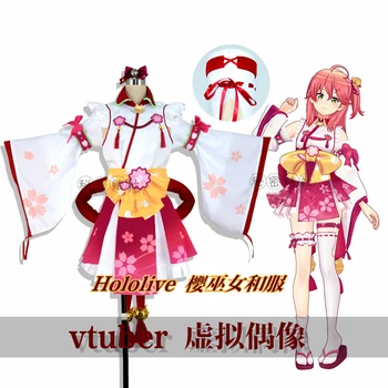 Anime Hololive VTuber Sakura Mikó Kimonó Csata Egységes Párt Cosplay Ruha Jelmez Halloween Nők Ingyenes Szállítási 2021 Új
