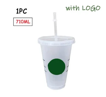 710ml Szalma Csésze Logó Újrahasználható Műanyag Dobon Matt bögre Fedő Hordozható Kültéri Víz Üveg Ajándék