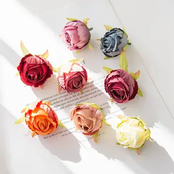 100 művirágok Tea Rügyek Esküvői Karácsonyi Koszorúk Otthon Dekoráció Diy Ajándék Doboz Kézműves Selyem Rózsa Nagykereskedelmi