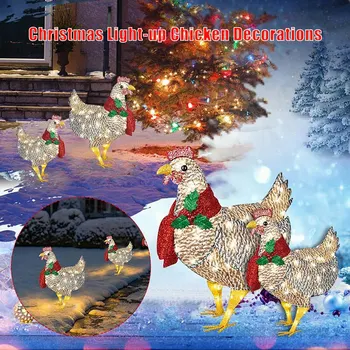 Fény-Fel Csirke, Karácsonyi Dekoráció, Otthon Fél Kerti Dekor Díszek Merry Xmas Ajándékok