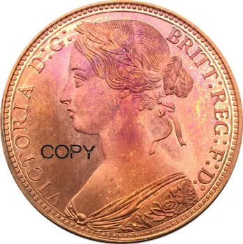 Egyesült Királyság 1869 Egy Penny Victoria Vörös Réz Másolás Érmék