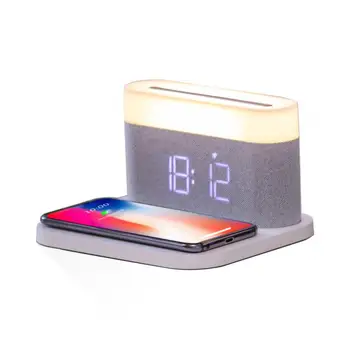 Frissítés 3 In 1 Mobil Telefon Vezeték nélküli Töltő+asztali Lámpa+óra 15W Gyors Töltés IOS, Android Tompítása Lámpa Tabletta Éjszakai Fény