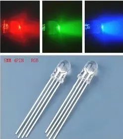 10db/sok 5mm RGB LED Közös Katód 4 tűs Piros, Zöld, Kék LED Kerek Tricolor LED-Fénykibocsátó Dióda Átlátszó Lámpa