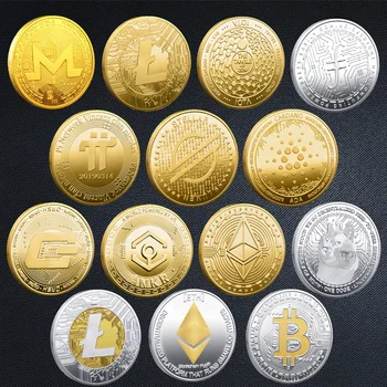 A BITCoin Művészeti Gyűjtemény Aranyozott Fizikai Bitcoin Bitcoin BTC esetén Ajándék Fizikai Fém Antik Utánzás Ezüst Érmék
