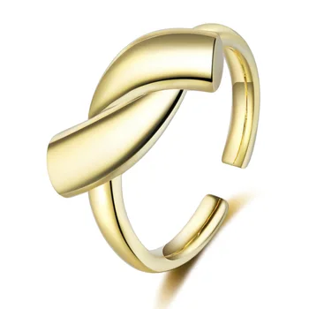 Egyszerű 925 Sterling Ezüst Gyűrű Női Divat, Geometria Gyűrű Állítható Méret