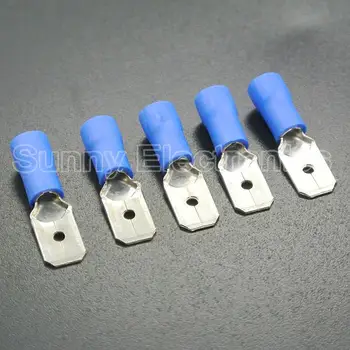 50PCS 6.3 mm, kék Szigetelt Spade Férfi Elektromos Hullám Terminálok