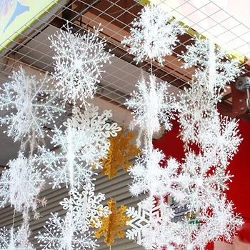30db karácsonyfa Díszítés Hópelyhek 6cm - 18 cm-es Fehér Műanyag Mesterséges Hó, Karácsony, Dekoráció, Otthon, szilveszteri Buli Dekoráció