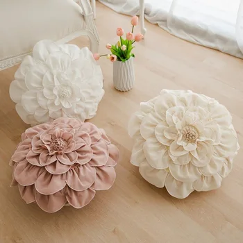 Rózsaszín 3D Virágok Párnák Belső Mag lakberendezés Fehér Virágszirom Párnák, Nap, Virág, Dekoráció Párnát 50x50cm