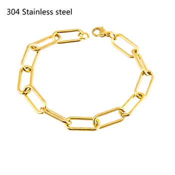 2021 ovális kábel karkötő női karkötő arany színű Hosszú O lánc Rozsdamentes acélból készült pulseras mujer