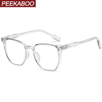 Peekaboo anti kék fény szemüveg négyzet alakú keret, víztiszta lencse koreai divat női divat szemüveget a férfiak TR90 tartozékok fekete