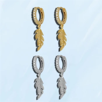 Új Arany Ezüst Színű toll Karika Fülbevaló A Nők Jól Retro Piercing Intarziás kristály Fülbevaló női divat Ajándékok
