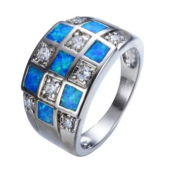 Női Személyiség Tartozékok Gyűrű Vintage Tér Kék Gyűrűk Nők Születésnap Esküvő Karácsonyi Parti Ékszer Ajándék