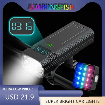 3 in1 10000mAh Kerékpár Lámpa 5000lumen 8*T6 LED Kerékpár Lámpa USB akkumulátor, Vízálló Zoom Fényszóró Hátsó lámpa MTB Kerékpár Lámpa