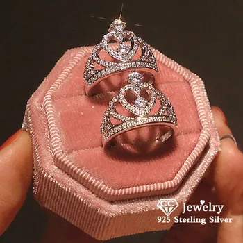 CC Cronw Gyűrűk Nők 925 Ezüst Cirkónia Hercegnő Finom Ékszer Eljegyzési Javaslat Luxus Gyűrű Tartozékok CC1568