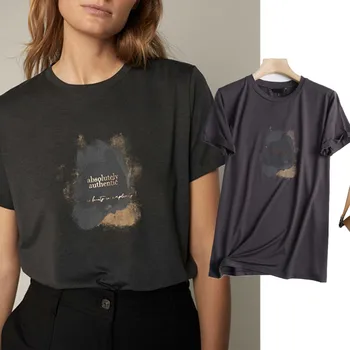 Dave&Di Harajuku Anglia Vintage Stílusú Levél Nyomtatás Pamut O nyakú Nyári Póló Nők Camisetas Verano Mujer 2021 Maximum