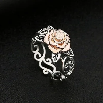A nők 3D-s Rózsa Virág Gyűrű Divat Ékszerek Évfordulós Ajándékokat jegygyűrű, Gyűrű Női Méret 5 - 10