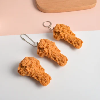 3Styles Utánzat Élelmiszer-Kulcstartó francia Sült csirkecomb Élelmiszer Medál Gyermekek Játék Promóciós Ajándék Kulcstartó