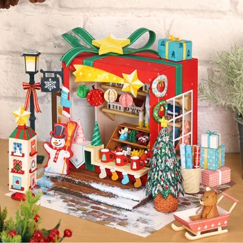 DIY Babaház Casa Miniatűr Bútorok, Kit Karácsonyi Házikó Papír Modell Baba Házak Össze Játék Gyerekeknek, Születésnapi Ajándékok