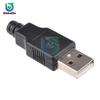 5db/sok USB 2.0, A Típusú 4 tűs Női Férfi USB Csatlakozó Aljzat Csatlakozó, Fekete Műanyag borítás Típusú Csatlakozó