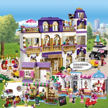 HeartLake Grand Hotel építőkövei Kompatibilis 41101 Játékok Gyerekeknek DIY Oktatási Tégla Játékok, Lányok, Gyerekek Karácsonyi Ajándék