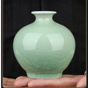 Jingdezhen Kerámia Pattog Árnyék Kék Máz Váza Haza Bor Kabinet Dekoráció Új Kínai Nappaliban, Irodában, Kézműves