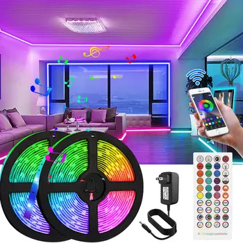 49.2 ft színváltó LED Szalag Világítás Bluetooth-RGB Szalag App Remote Control Music Sync rendszer Szoba, Konyha, Fél