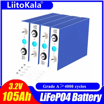 LiitoKala 3.2 V 105Ah lifepo4 akkumulátor 3C 300A mentesítés, DIY 12V 24V Elektromos RV Golf autó kültéri solar energy Újratölthető