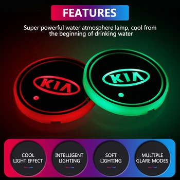 LED Autó Világító Víz Csésze Alátét csúszásgátló Alátétet A KIA Honda Mazda Skoda Ford Peugeot Citroen Nissan Tesla Autó Tartozékok