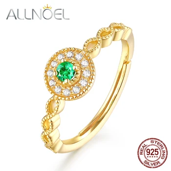 ALLNOEL 925 Sterling Ezüst Gyűrű Természetes 2,5 mm-es Smaragd Gyűrűt CZ Kő Ékszerek, Születésnapi Ajándék, Ígérem, Eljegyzési Gyűrűk, Nők