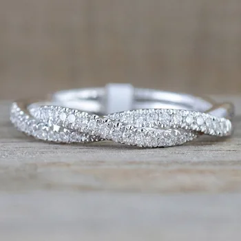 Huitan Újonnan Tervezett Csavar, Gyűrű Káprázatos CZ Ezüst Színű Esküvői Zenekarok Gyűrűk a Nők Magas Minőségű Forró Divat Ékszer