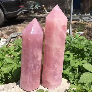 1,2 kg Természetes rózsaszín rózsa kvarc kristály obeliszk pálca pont gyógyító 20cm