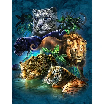 QIZITENG 5D Diy Gyémánt Festmény Tigris, Oroszlán, Leopárd, Négyzet, Kör Állat Hímzés, keresztszemes Mozaik Készlet lakberendezési Ajándék