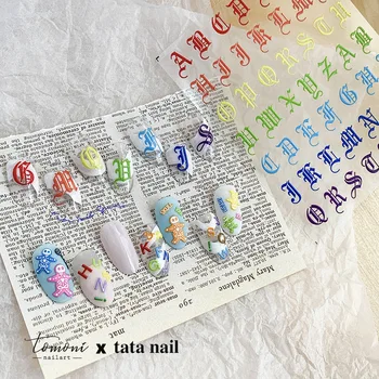 tomoni márka tata együttműködési modellek dombornyomott köröm matricák Japán köröm matricák köröm matrica, színes betűk