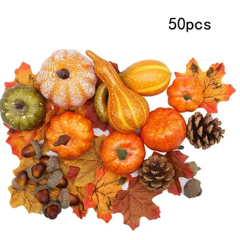 Őszi Betakarítás Dekoráció Kellék Mesterséges Mini Halloween Sütőtök, Tök, Makk Bogyók Maple Leaf DIY Halloween, Hálaadás lakberendezés