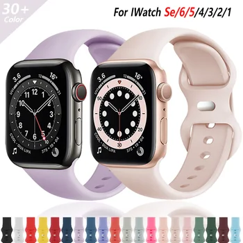 Puha Szilikon Zenekar Apple Nézni Sorozat 5 4 3 2 6 SE csuklópántokat 38MM 42MM Gumi Watchband Pánt iWatch 40MM 44MM