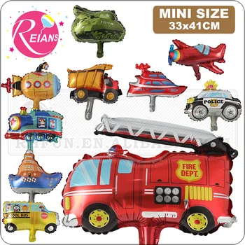 Mini Jármű sorozat lufi Boldog Születésnapot gyerekek Motoros Party Dekoráció autó ajándék a babának tartály vonat tűzoltóautó globos