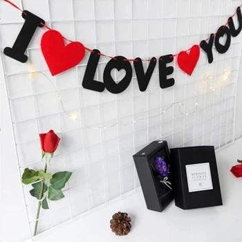 1set Piros Szív Leveleket Nem szőtt Szeretlek Banner Esküvői Dekoráció Medál Garland Fotó Kellékek Valentin Party Kellékek