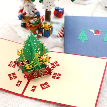 Pop-up karácsonyfa üdvözlőlap Ajándék, Kreatív Képeslap Papír Faragás Születésnap, Karácsony, Valentin Nap, Party Dekoráció
