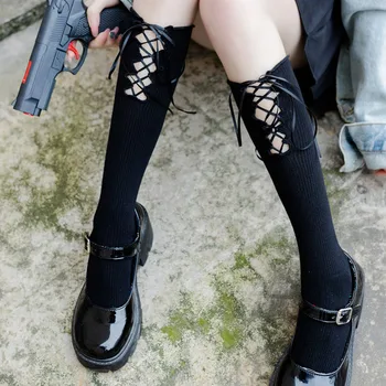 Új Kötelet Üreges Aranyos, Szexi Borjú Zokni Női Nyári Vékony Japán Egységes Lolita Egyetemi divat a Fekete-Fehér Trend Személyiség