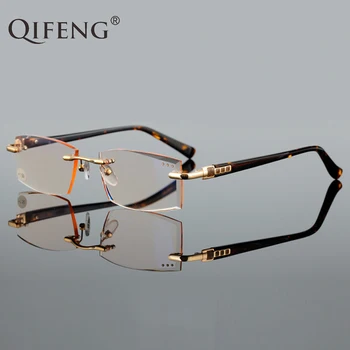 QIFENG Olvasó Szemüveg Férfiak Nők Gyémánt Vágó Keret nélküli Dioptria Presbyopic Női Férfi Szemüveg +1.0+1.5+2.0+2.5+3.0 QF291