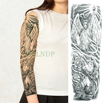 Vízálló Ideiglenes Tetoválás Matrica Szabadság-Szobor Rose madár teljes kar hamis tatto nagy flash tetoválás ujja a férfiak a nők lány