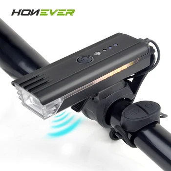Honever 2 az 1-ben Kerékpár Lámpa w/ Horn 1200mAh USB Újratölthető Kerékpár Lámpa Bell Vízálló Kerékpár Lámpa Út MTB Fény