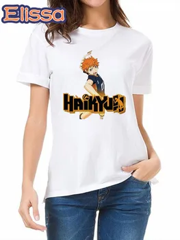 Haikyuu Karasuno Nyomtatás Tshirt Lány Harajuku Alkalmi Fehér Maximum Tee Nyári Női Póló Anime Rövid Ujjú,Csepp Szállítás