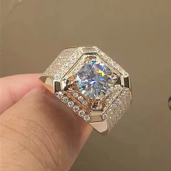 Luxus Férfi Gyűrű Barátja, Eljegyzés, Évforduló, Esküvői Zenekar Parti Ékszer Ajándék Divatos Fehér Aranyozott Gyűrű
