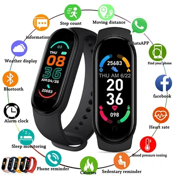 2021 M6-Os Intelligens Karóra Férfi Női Eredeti Sport Karkötő Pulzusmérő Fitness Nyomkövető Bluetooth Smartwatch A Xiaomi Apple Android