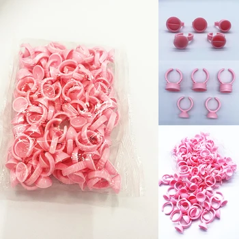 100 Eldobható Rózsaszín Pigment Gyűrű, Szilikon Sapka Microblading Tetováló Festék Kupa Ujját Konténer, Kiegészítők, Smink Tetoválás Eszközök
